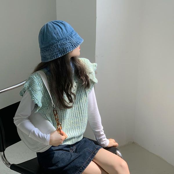 

свободный повседневный сплошной цвет ретро жилет свитер, Black;white