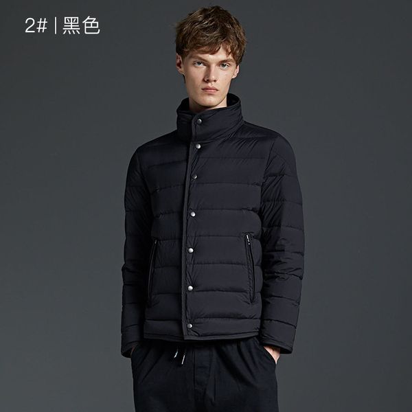 

2021 new male down coat stand collar men's winter thick warm feather outside windproof jacket b7mr, Black