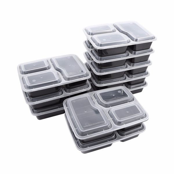 10 шт. Многоразовые Bento Box Gear Storage Poe Prep Lunch Box 3 отсека многоразовые микроволновые контейнеры школьные пищевые контейнер Y200429