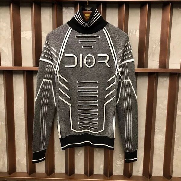 

2020 fashion gray turtleneck armor line sweater men's and women's knitwear astronaut metal futuristic top