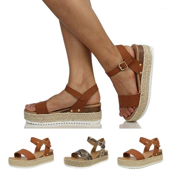 

women's sandals ladies fashion open toe ankle strap sandals casual roman style buckle strap casual pu summer female shoes t9#1, Black