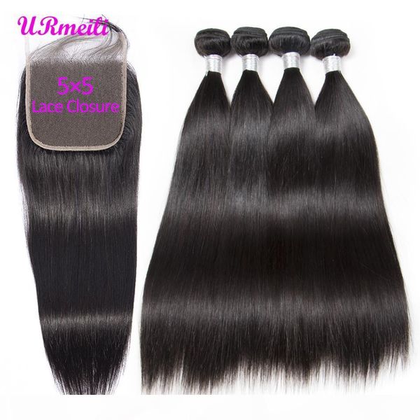 

brazilian straight virgin hair bundles with closure dhgate 5x5 lace closure with 3 4 bundles weave remy human hair bundles with closure, Black;brown
