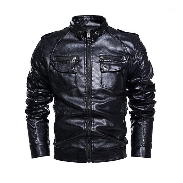 

men faux leather jacket motorcycle thickening coat outwear streetwear harajuku hip hop fashion faux leather coats male1, Black