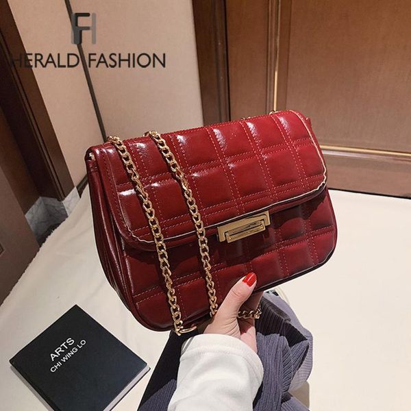 

2021 fashion new trending pu leather women's designer handbag and purses chain lattice square shoulder crossbody bag