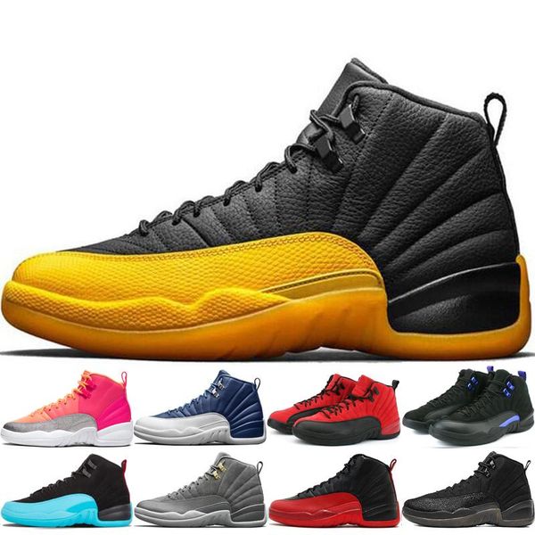 

mens jumpman basketball shoes 12 12s university gold game royal reverse flu game punch college navy men sneakers trainers 40-47