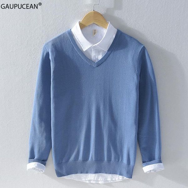 

men's sweaters 100% cotton anti-pilling anti-wrinkle man knitwear pullover male knitted autumn spring casual men long sleeve v-neck swe, White;black