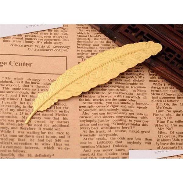 

7 colors metal feather bookmark document book mark label golden silver rose gold bookmark office school supplies c167