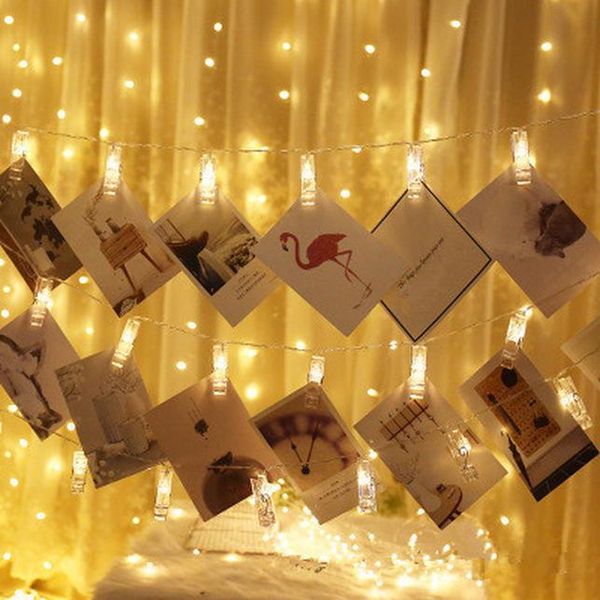 

1 м 10 лампы фото клип светодиодный аккумулятор коробка светодиодная полоса света свадебное украшение для домашнего детского душа украшения