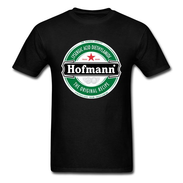

спорт 100% хлопок hofmann lsd пиво этикетка черная футболка мужская футболка качество хлопка нет fade цифровой печати cartoon футболках