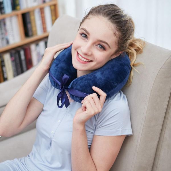 

u shape neck pillow natural latex massage memory pillow soft car flight travel soft nursing cushion neck headrest