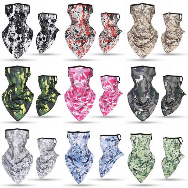 

windproof tactical ski camo triangle scarf sports bandana face mask fishing cycling running neck gaiter cover headband x143fz, Blue;black