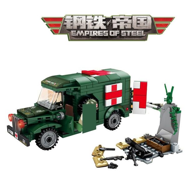 

262pcs military t214 wc54 ambulance car empires of steel brinquedos building blocks sets army playmobil kids educational toys yxllly