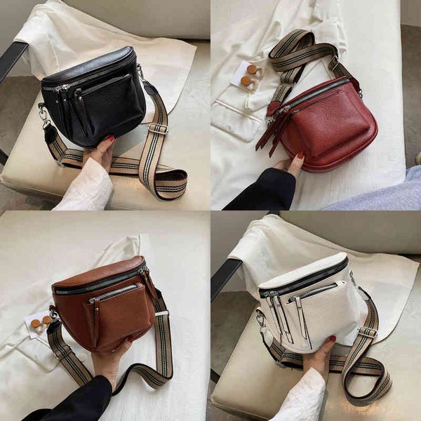 NXY Akşam Çanta 2022Designer Crossbody Bayanlar için PU Deri Yumuşak Messenger Fermuar Geniş Omuz Askısı Mini Retro Kadın Kadın 220210