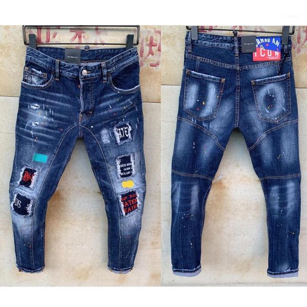 

dsenqi new men jeans ripped for jeans pants biker outwear man pants t1361, Blue