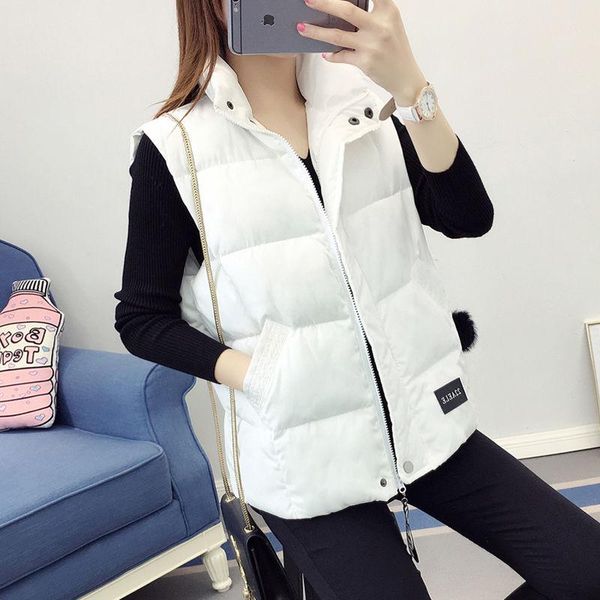

women's short winter coat black lapel down cotton jacket spring and autumn women's cotton vest kan, Black;white