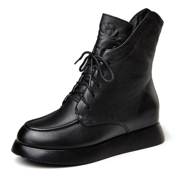 

мартин высококлассный кожаный кружевной женский зимний верхний слой мягкий фон больше бархатных коротких ботинок jric, Black