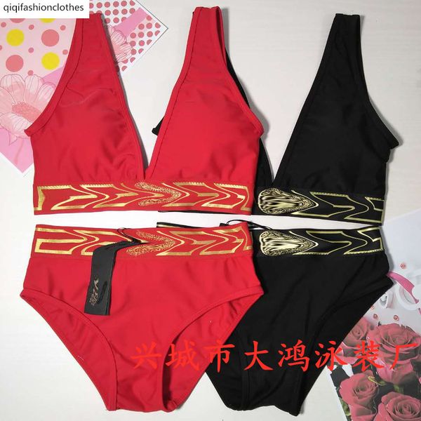 

women's split multi color bikini dahong swimsuit factory, Red;black