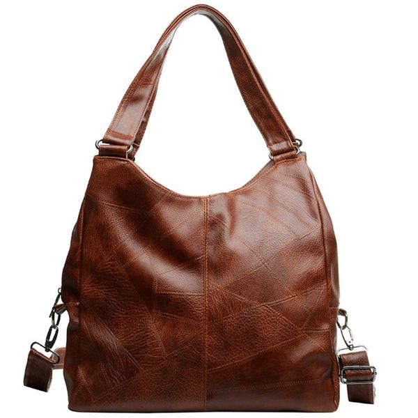 

artificial leather solid color shoulder bag fashion women zipper splice solid color shoulder bags messenger bag handbag sac