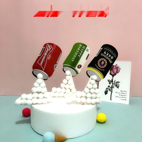 

4pakd men cake cake mttjr decoration summer bubble beer insert card plug-in dumping bubble pop cans 10 beer baking