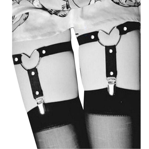 

belt elastic women lingerie elasticity harness heart leg chain garter belts cosplay spike strap underwear, Black;white