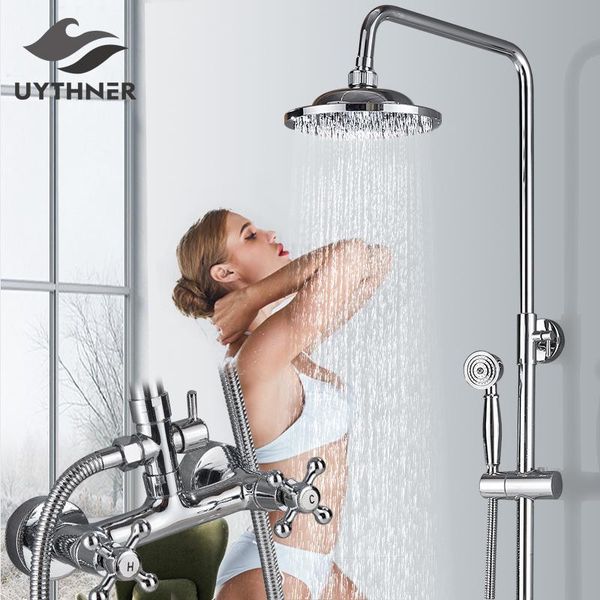 

ванная комната 8 дюймов осадков смеситель для душа set ванна смеситель для душа поворотная бар chrome польское горячая и холодная вода душ н