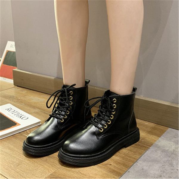 

winter 2021 new leather breeches warm women fashion boots keep woman lace till toe round shoe comrfortable women's shoes 35-40 g5wr, Black
