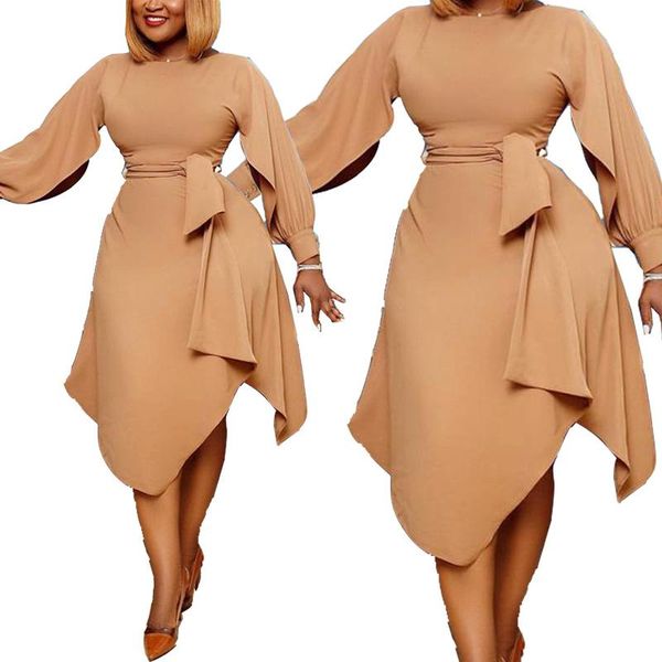 

2020 new arrival summer african women o-neck long sleeve dress african dresses for women clothes, Red