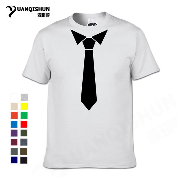 

спорт yuanqishun новизна tie дизайн tshirt высокого качества для мужчин чистого хлопка вскользь тенниска смешной tie printed короткие рукава