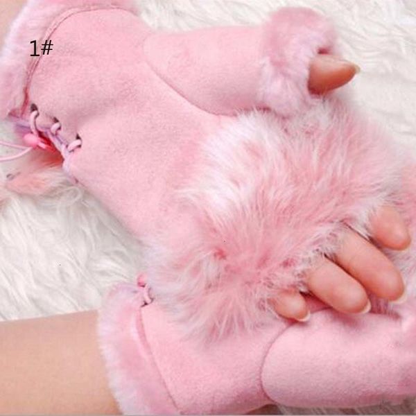 

leather autumn hand girl fashion rabbit warm warmer winter fingerless gloves 50pcs ing