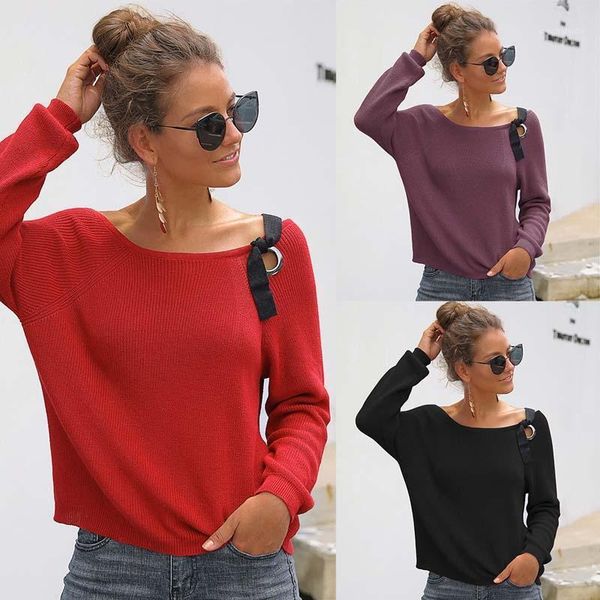 

whzhm autumn red lace up woollen sweater women long sleeve winter casual knitted loose basic pullovers bandage ladies 1, White;black