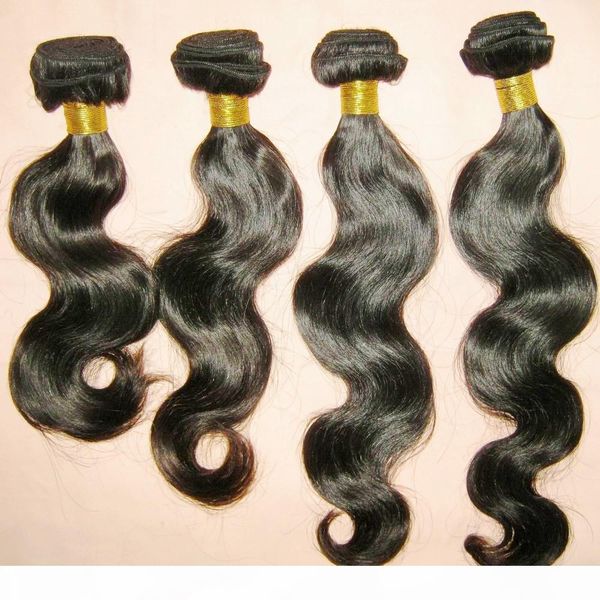 

new fresh dear 4pcs lot unprocessed peruvian body wave hair wefts natural color 1b fast delivery, Black