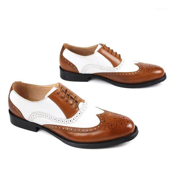 

dress shoes brand oxford men genuine leather black male lace up block low heel brogue wing tip business man footwear1