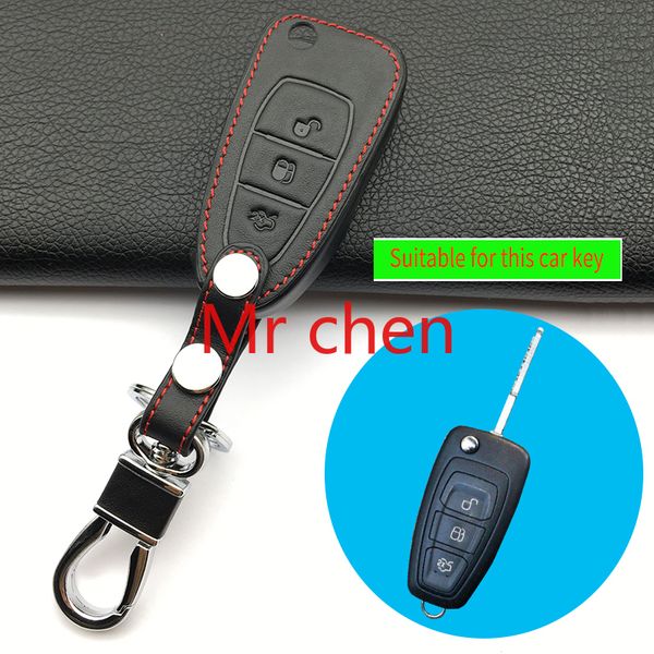 

car goods genuine leather key chain ring cover case holder for ford focus 2 mk2 fiesta kuga ecosport accessories