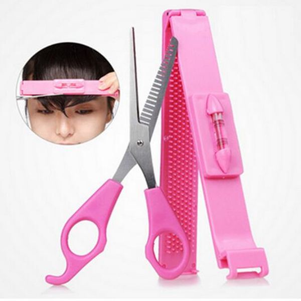 

2pcs/lot professional diy hair cutting tools women hair cutting scissor with ruler bangs pruning set hairdressing barber tools