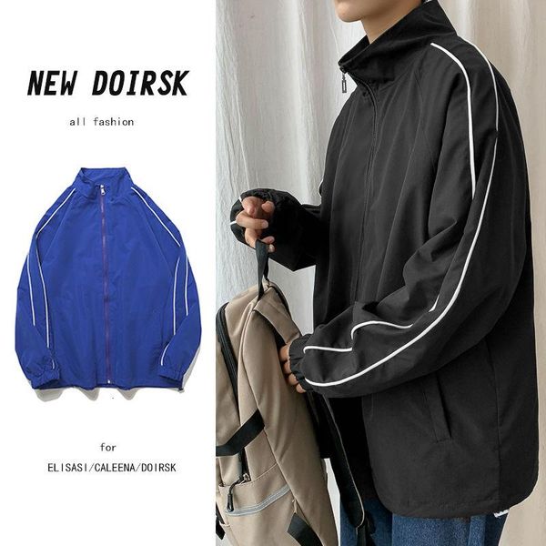 

spring track jacket men's fashion solid color casual jacket men streetwear korean loose bomber men large size m-5xl, Black;brown