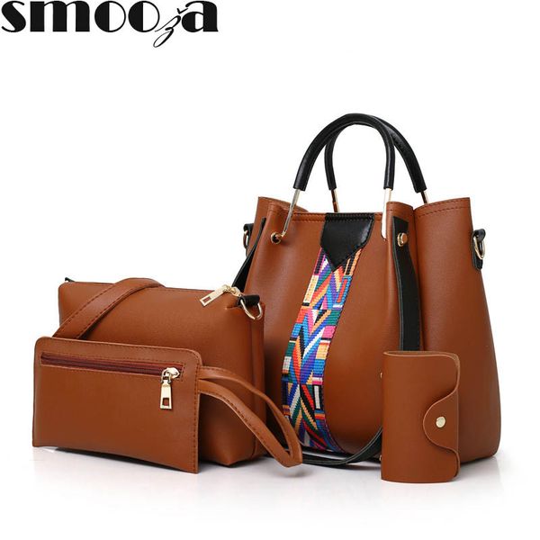 

hbp smooza 4pcs set purses and handbags pu leather striped shoulder