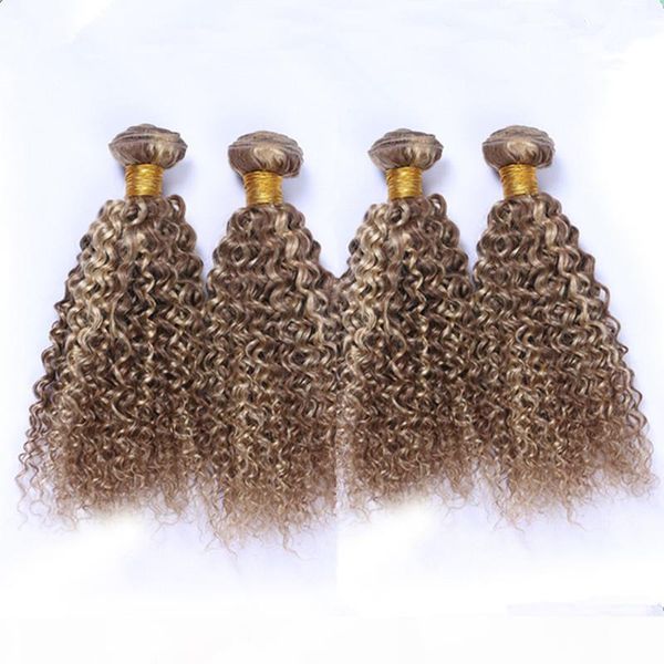 

piano mix color brazilian virgin hair weave 4pcs kinky curly #8 613 highlight mixed piano color virgin human hair bundles double wefts, Black