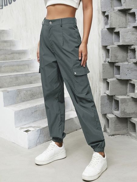 

solid cargo pants z8jz#, Black;white