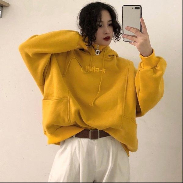 

cotton streetwear hoodies women clothing plus size hoodies womenautumn winter trendy simple casual 2021 soft womens hoodie, Black