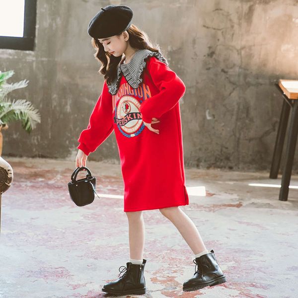 

2020 girls' new plush winter drs children's skirt 99r3kt55, Red;yellow