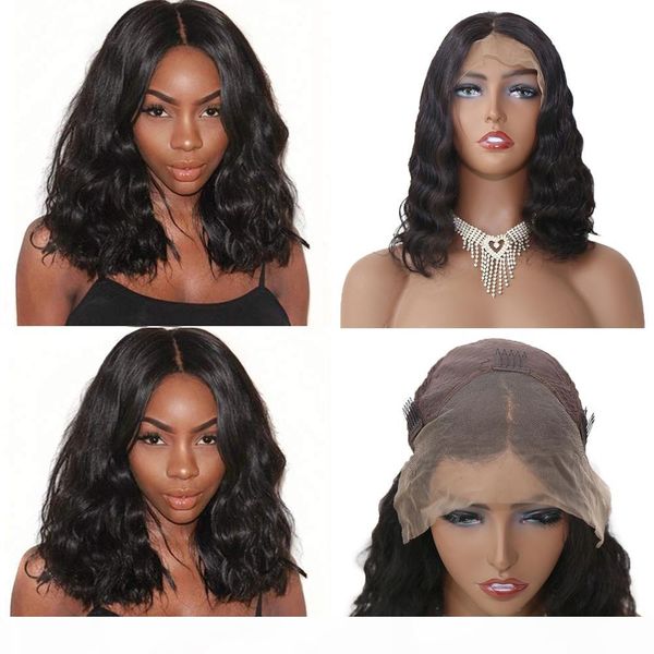 

lace front synthetic hair wigs body wave human hair wigs 13*4 lace front wig remy hair density 130% lace wigs for women, Black