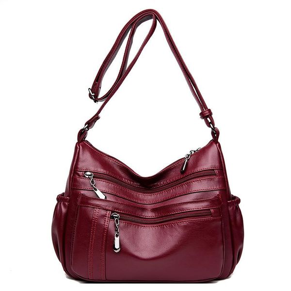 

new soft leather luxury handbags women bags designer double zippers shoulder crossbody bags for women sac a main