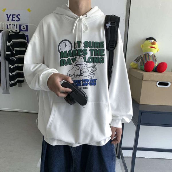 

pullover korean hooded fashion sweater men's loose and versatile spring autumn new sportswear casual hoodie coat, Gray