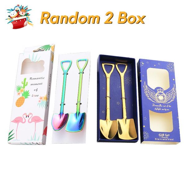 

2 box christmas gift spoon stainless steel coffee spoon shovel kids ice spoon christmas tableware new year gift h bbyvfn