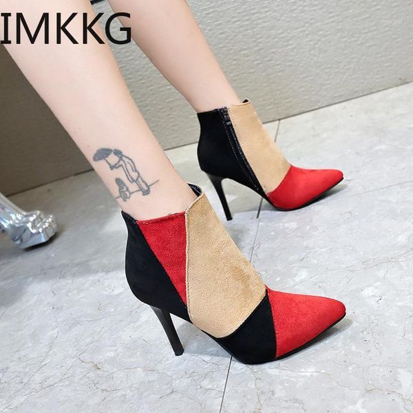 

boots women's ankle zip mix-colored high heel women shoes heels f903701, Black