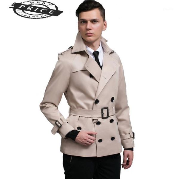 

double spring men trench coat breasted mens overcoat classic mens trench coat slim casaco england clothing #292221, Tan;black