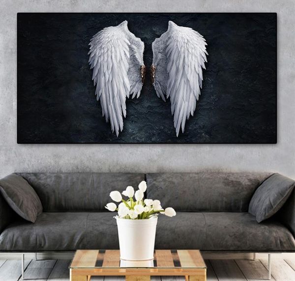 

canvas white wall black living vintage art prints pictures posters wings angel wall room paintings for decorative abstract and modern wmtrj