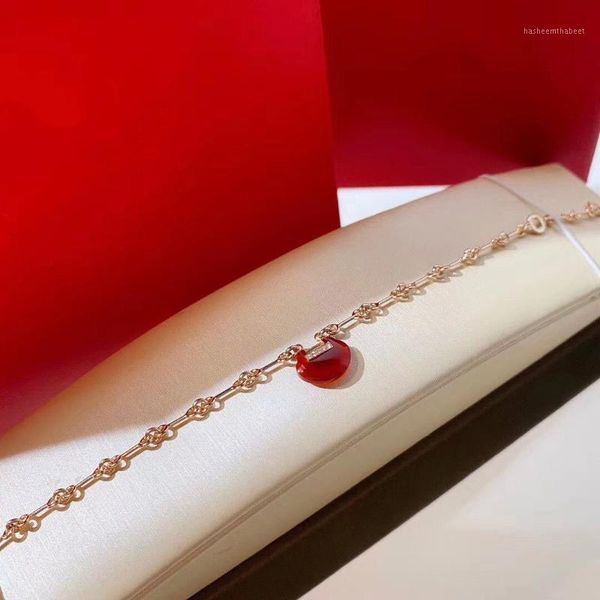 

link, chain women classic simple red bracelets fashion link wedding gift fine jewelry for 16+2 cm1, Black