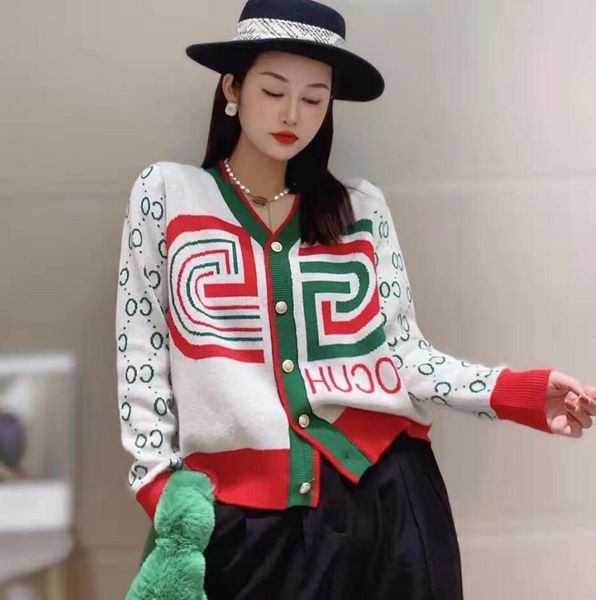

2022gg brand femme fashion print soft sweater ladies full sleeve floral single little daisy v-neck pull oversize cardigan streetwear, White;black