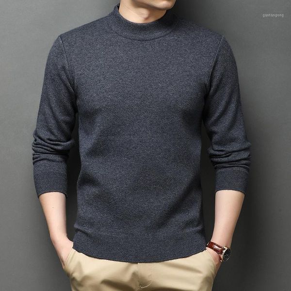 

autumn winter men's round sweater men's turtleneck solid color casual sweater slim fit brand knitted pullovers clothing1, White;black